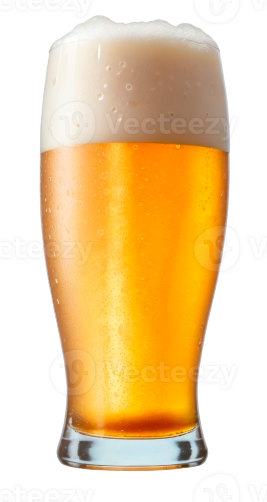 Fresh Beer glass with foam isolated on transparent background. png
