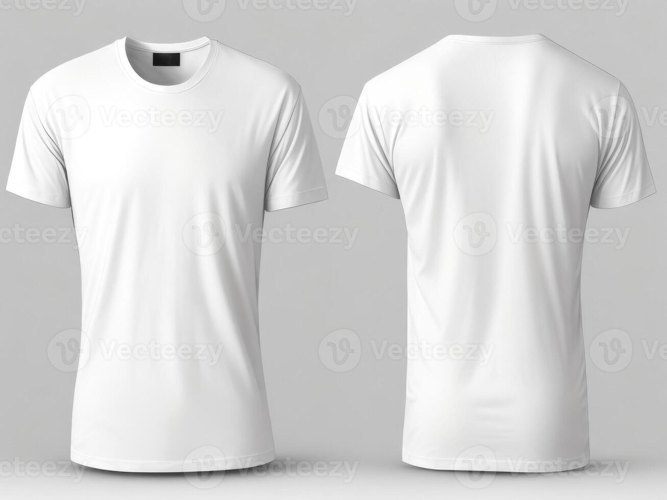 Men Blank T-Shirt Mockup isolated on gray background. Front and back view. photo