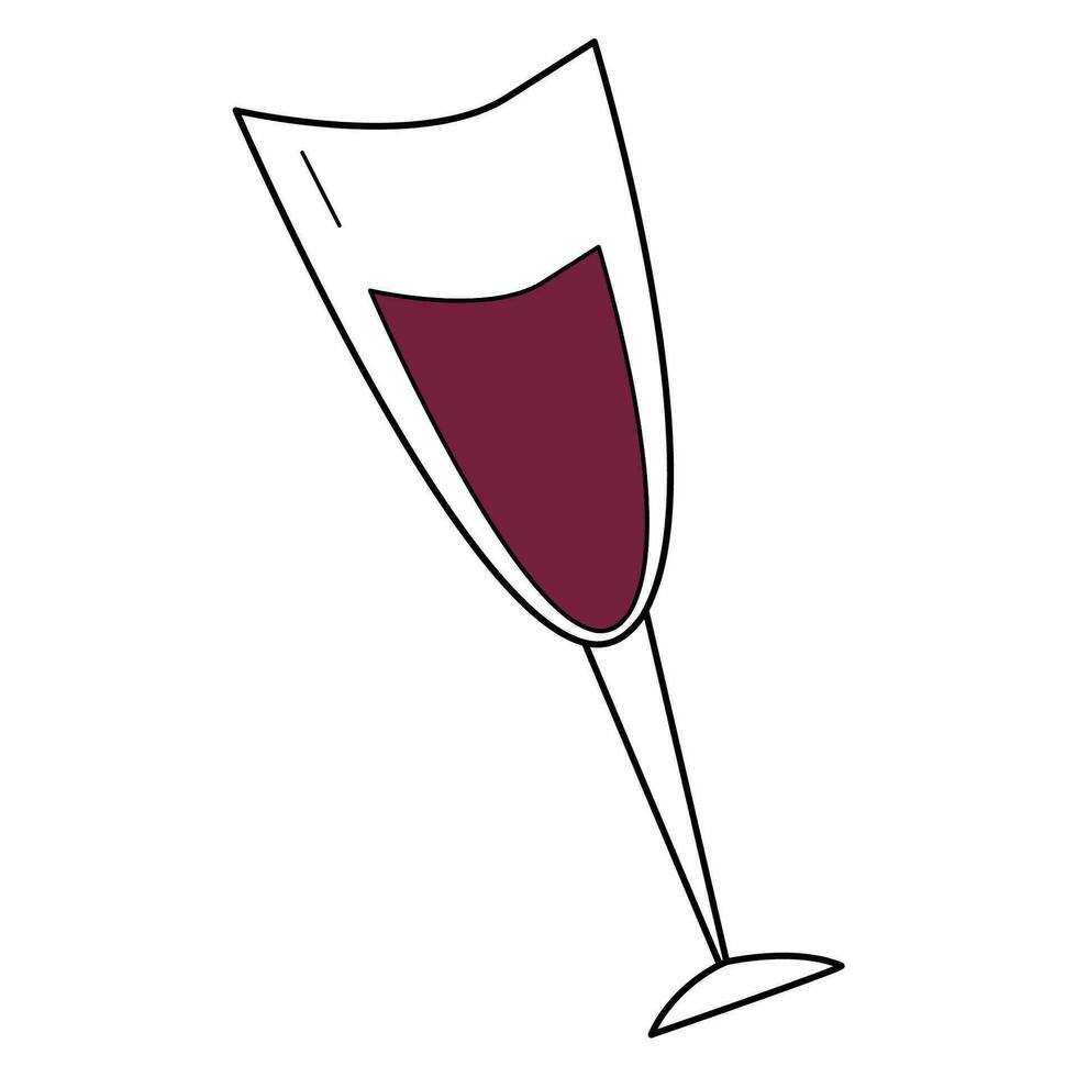 Graphic vector illustration of a glass of red wine on a white background.