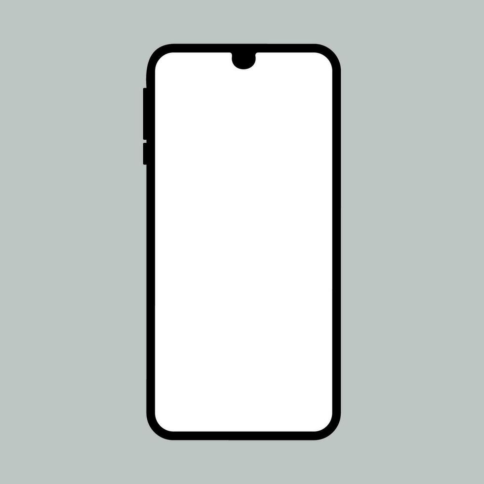 Graphic vector illustration of a black phone on a gray background.
