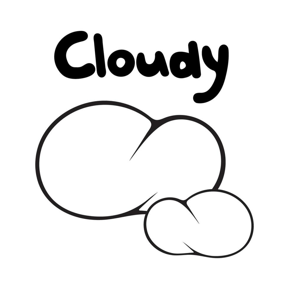 Graphic vector illustration of clouds with an inscription on a white background. Cloud cover.