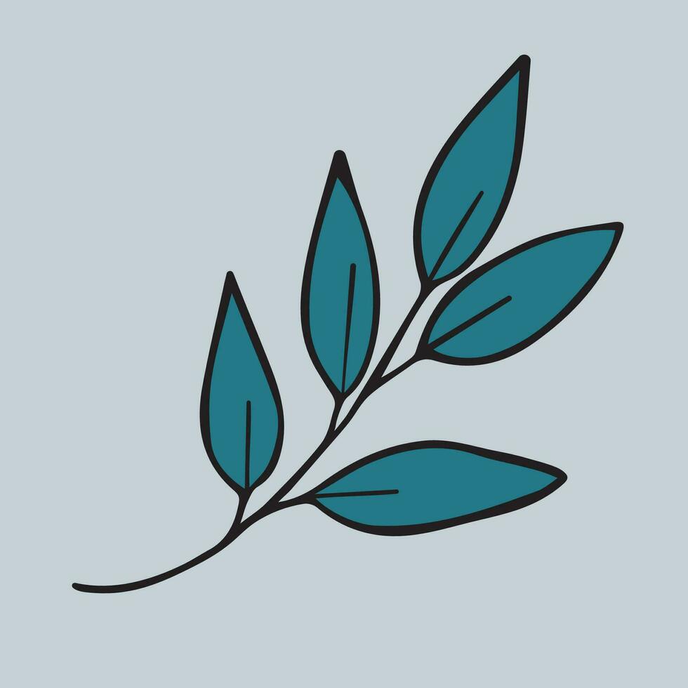 Graphic vector illustration of a green branch on a blue background.