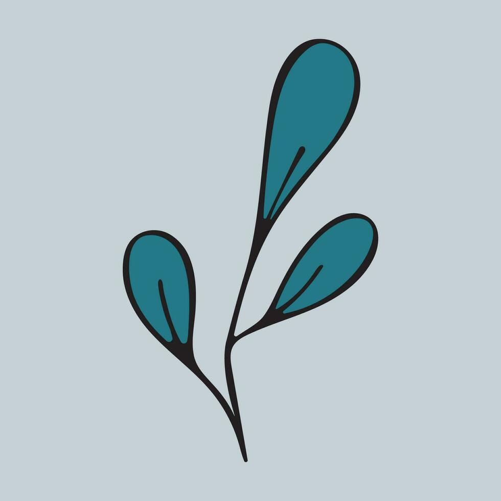 Graphic vector illustration of a green branch on a blue background.