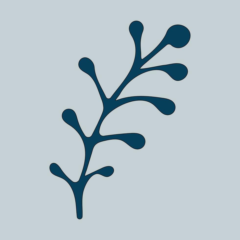 Graphic vector illustration of a green branch on a blue background.