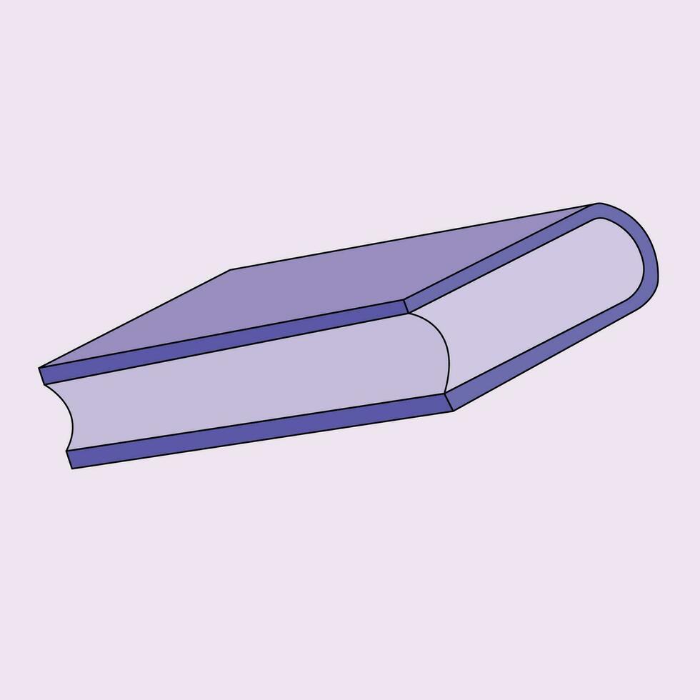 Vector graphic illustration of a purple book on a pink background.