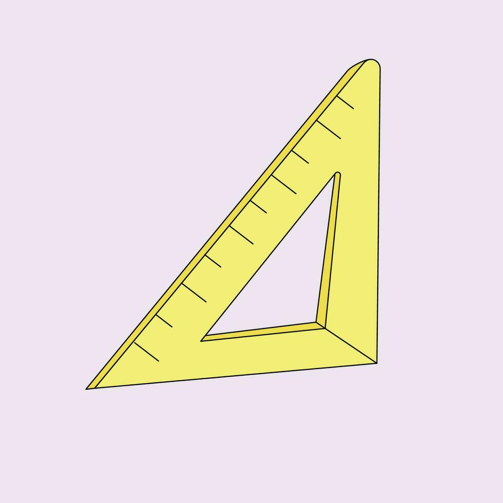 Vector graphic illustration of a yellow ruler on a pink background.