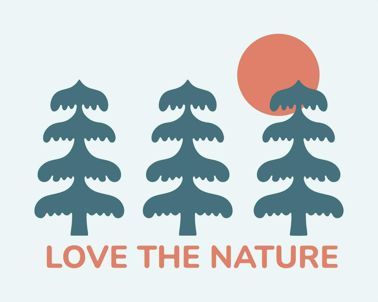 Simply vector of love the nature design for badge, sticker, t shirt design, etc