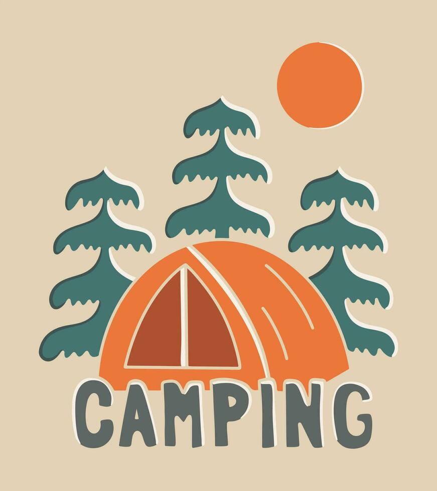 Camping on the nature vector illustration design for badge, sticker, t shirt design, etc