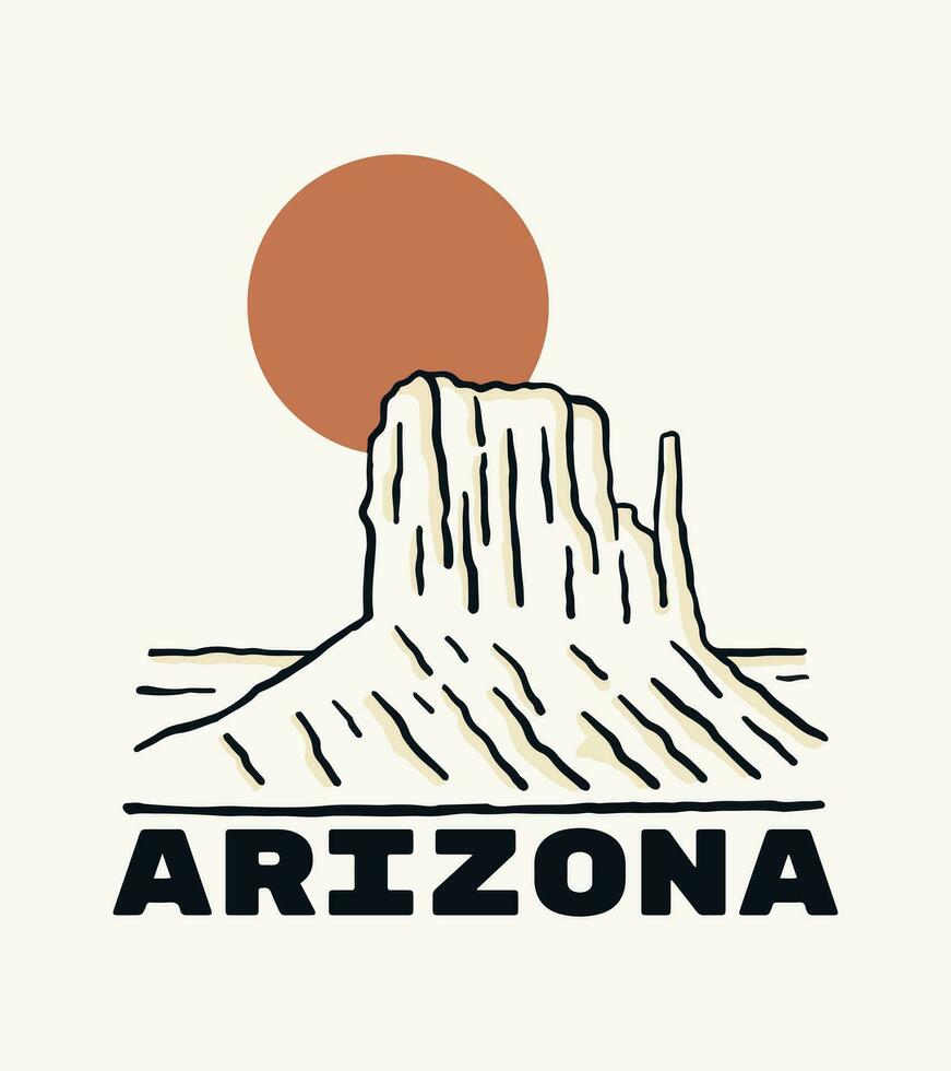 Arizona desert line vintage vector illustration