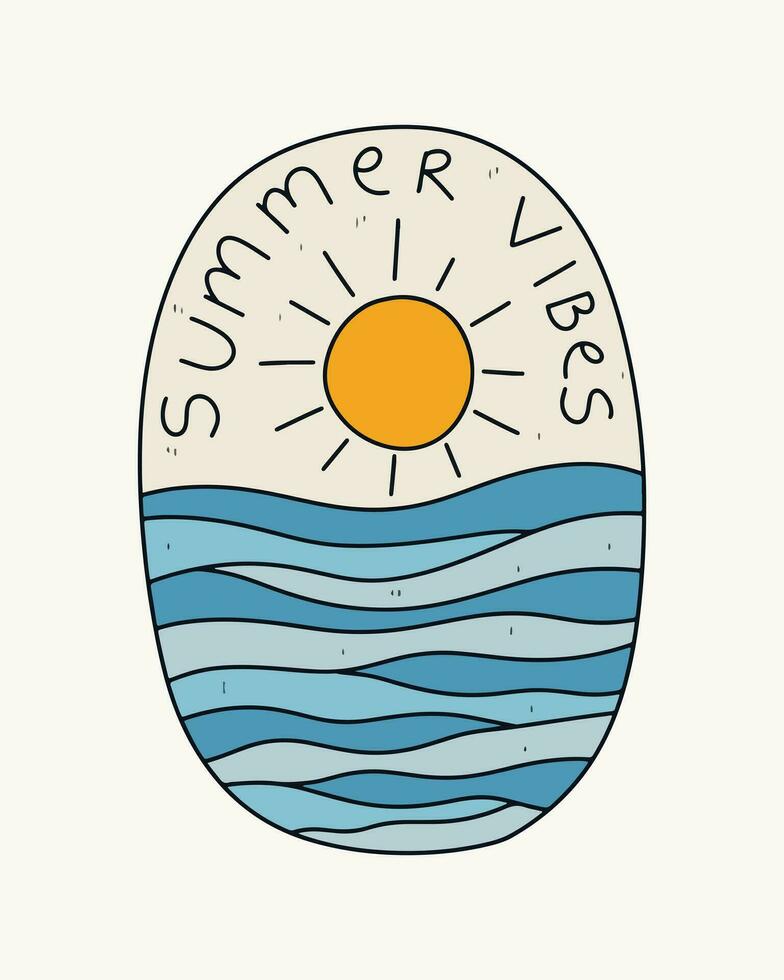 Simply hand drawing of summer vibes vector t shirt sticker illustration