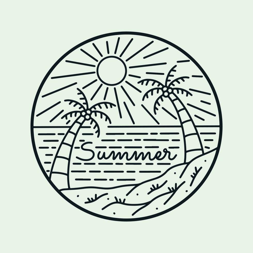 The triple waves on the beach in the summer vector t shirt sticker illustration