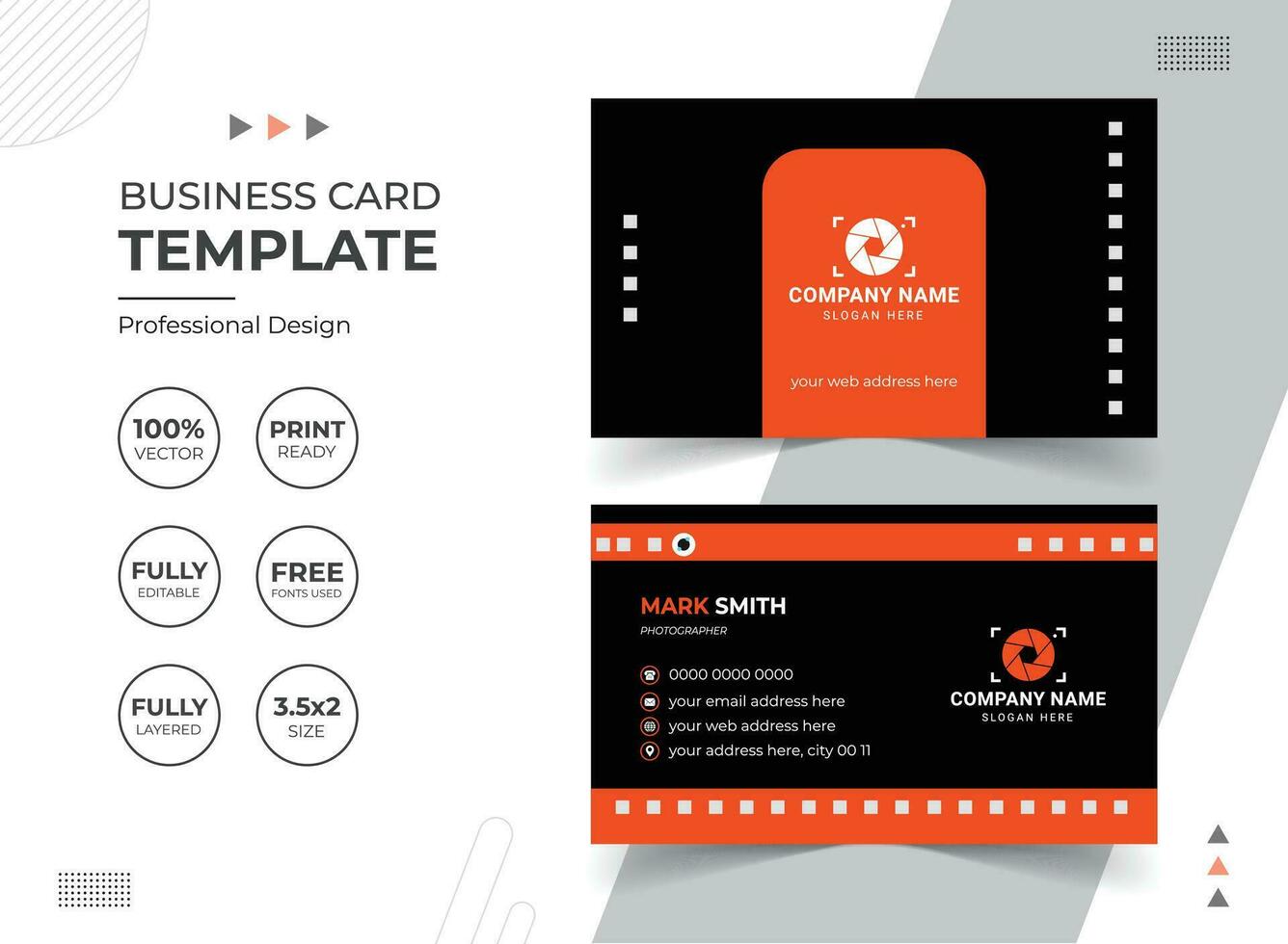 Multipurpose Creative and Modern Business Card Design Template With Cinematography Icon vector