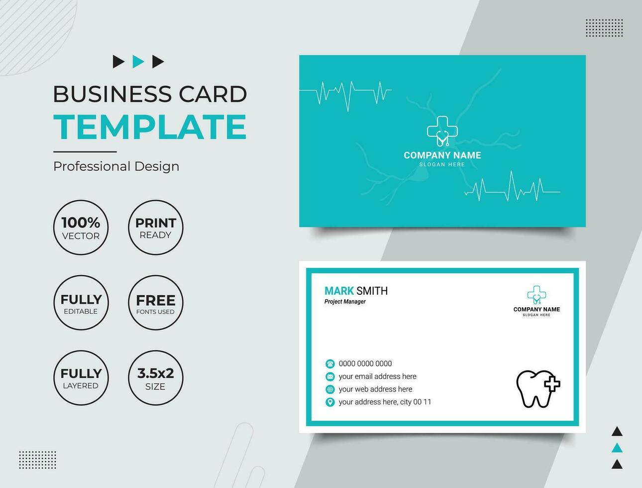 Professional Medical Doctor Healthcare Business Card Design Template vector