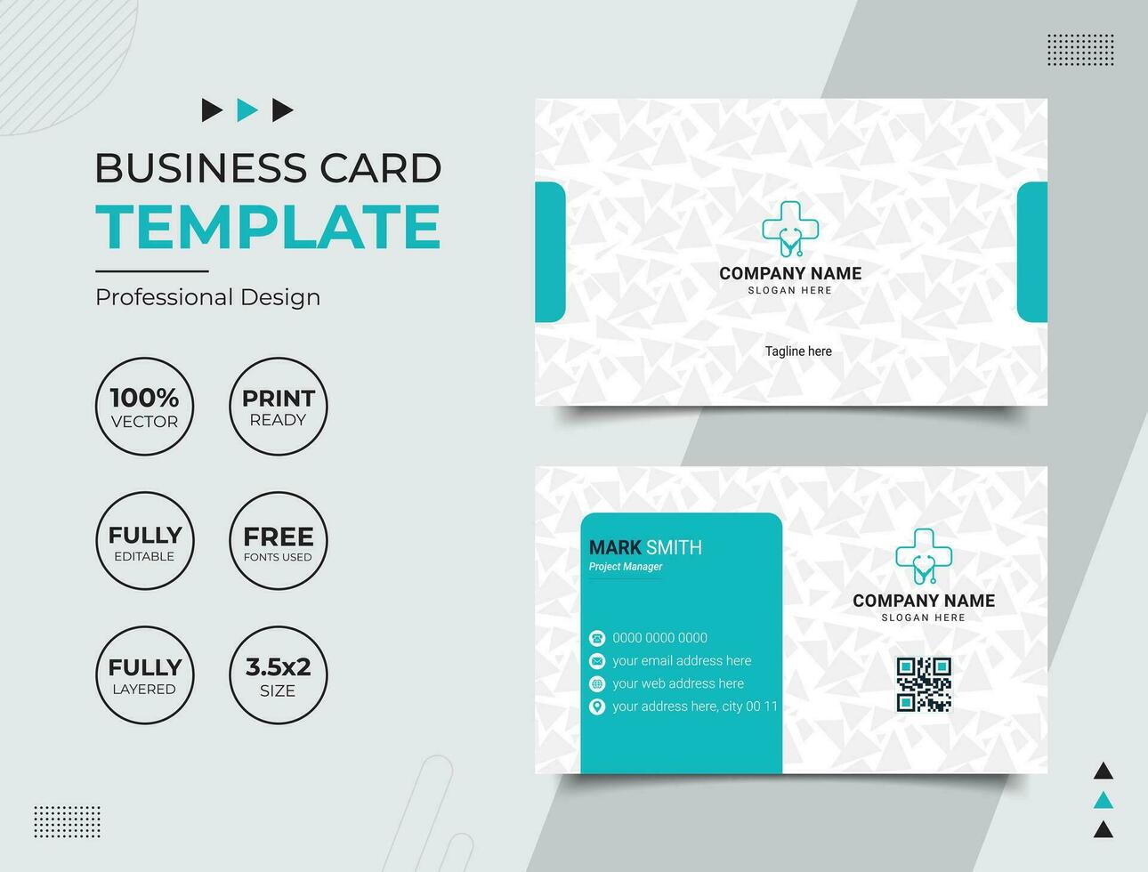 Professional Medical Doctor Healthcare Business Card Design Template vector