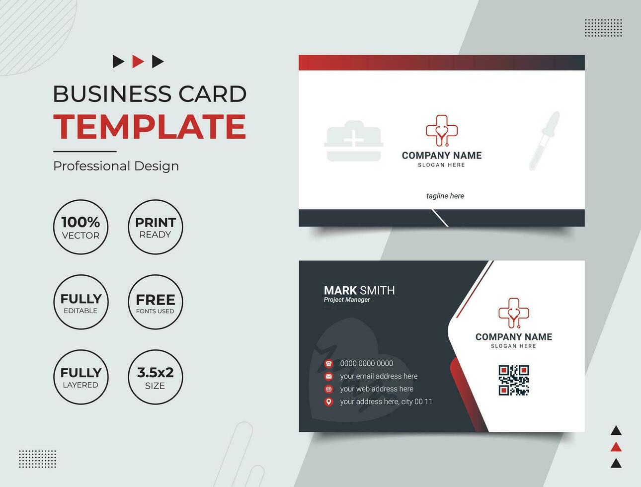 Professional Medical Doctor Healthcare Business Card Design Template vector