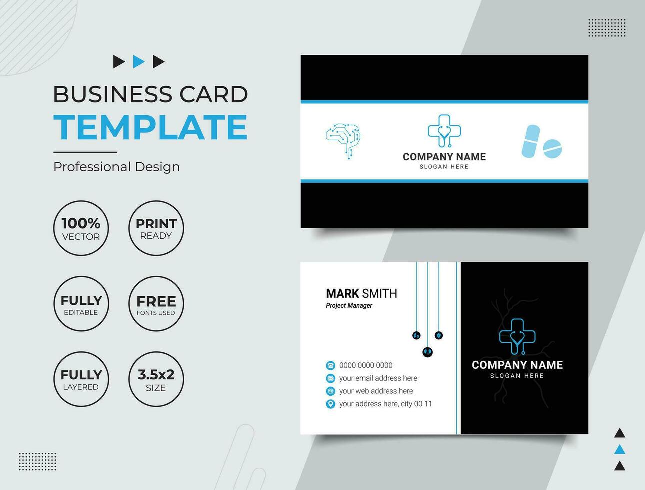 Professional Medical Doctor Healthcare Business Card Design Template vector