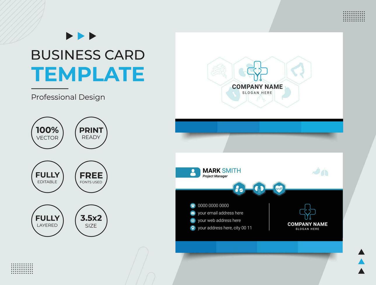 Professional Medical Doctor Healthcare Business Card Design Template vector