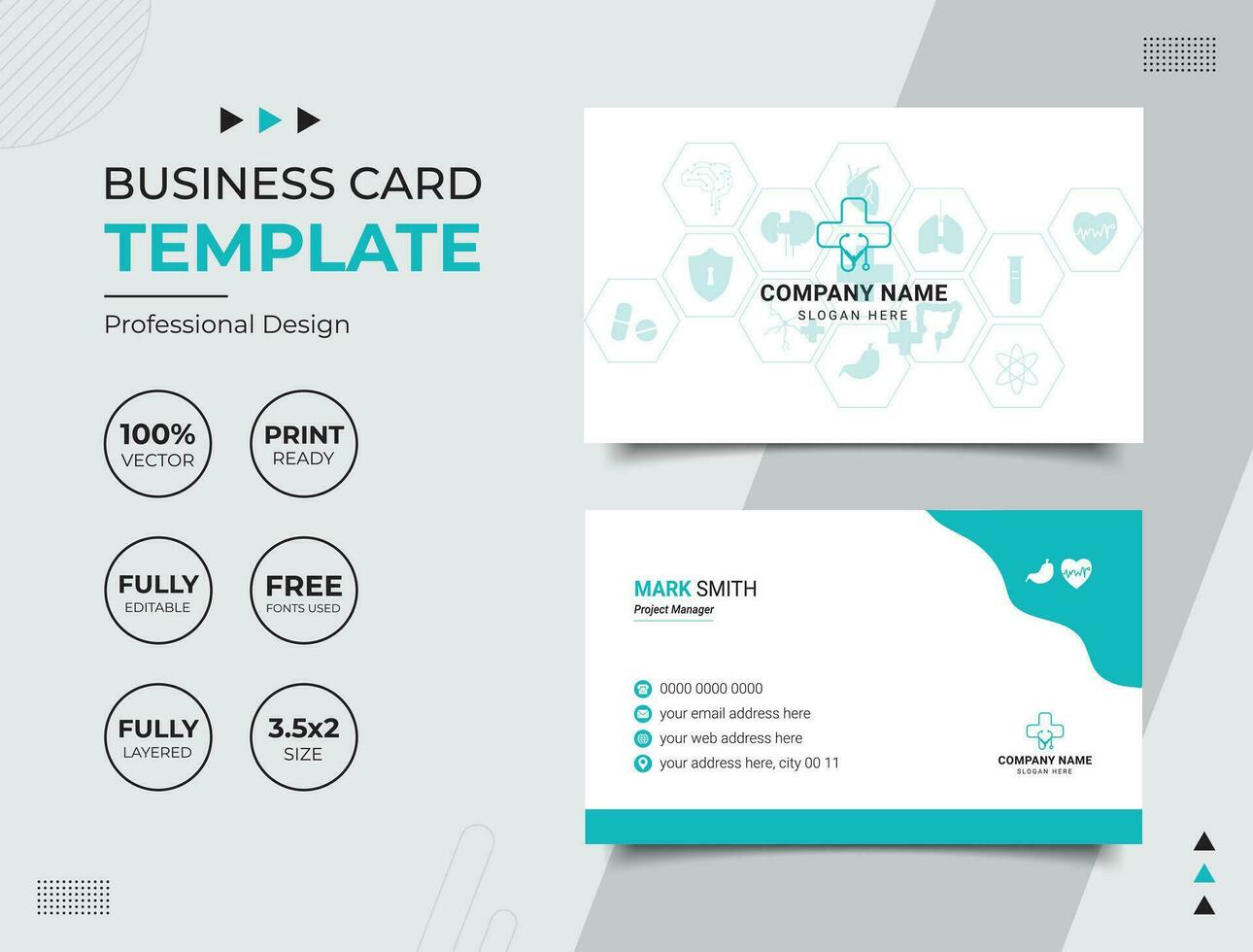 Professional Medical Doctor Healthcare Business Card Design Template vector