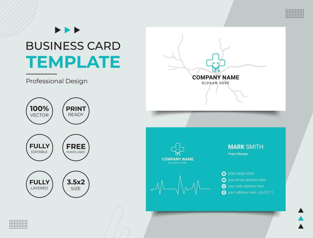 Professional Medical Doctor Healthcare Business Card Design Template vector