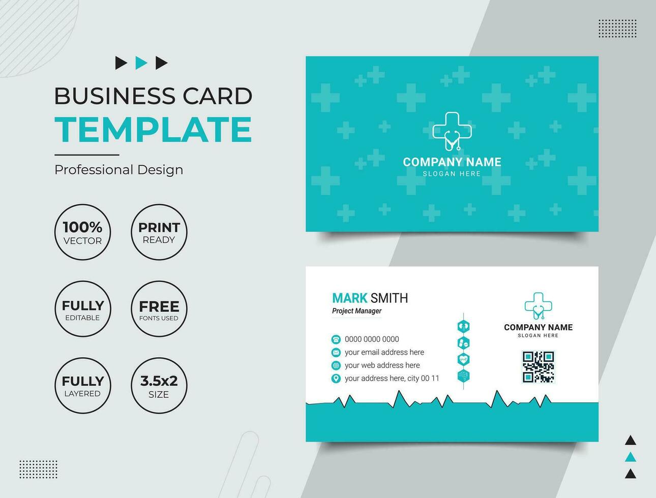 Professional Medical Doctor Healthcare Business Card Design Template vector
