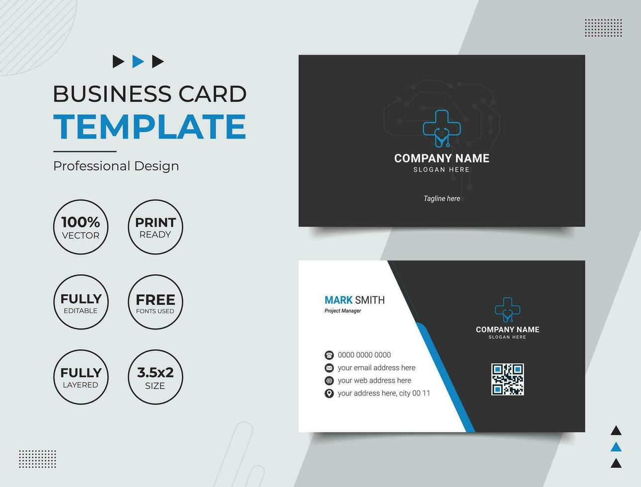 Professional Medical Doctor Healthcare Business Card Design Template vector