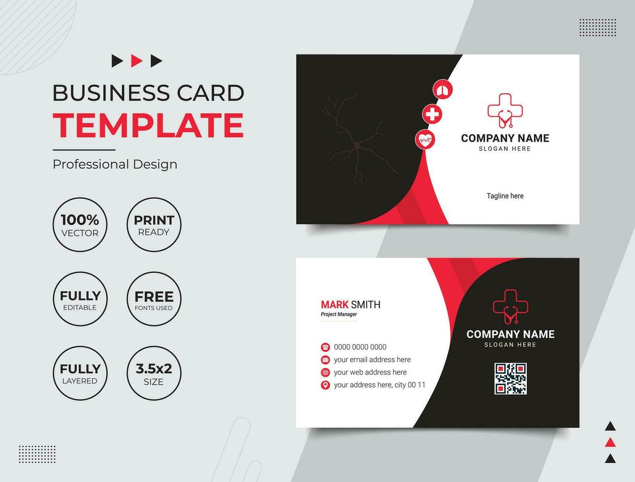 Professional Medical Doctor Healthcare Business Card Design Template vector