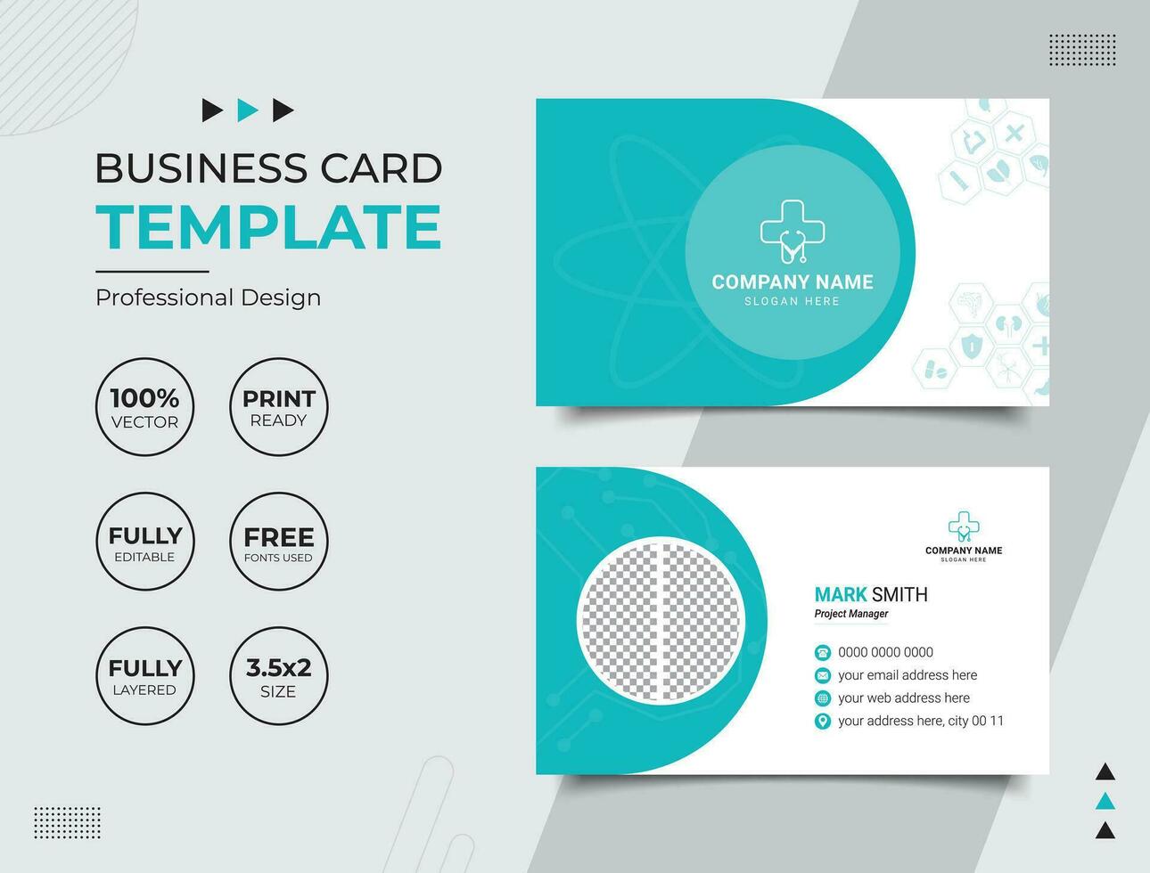 Professional Medical Doctor Healthcare Business Card Design Template vector