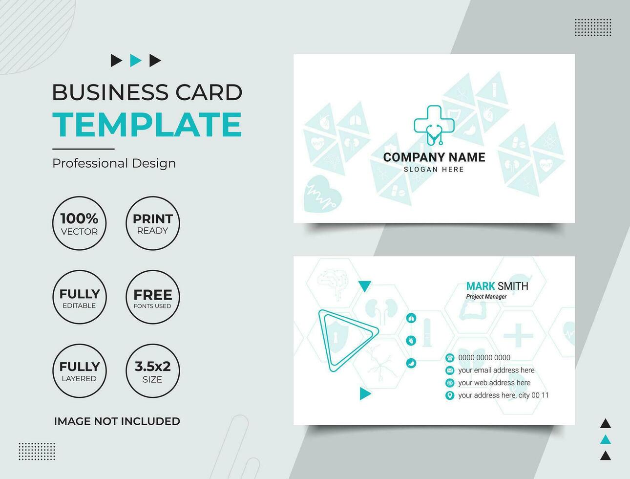 Professional Medical Doctor Healthcare Business Card Design Template vector