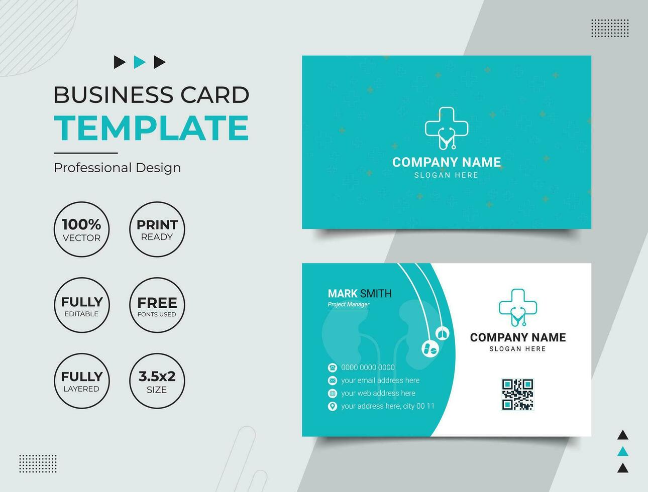 Professional Medical Doctor Healthcare Business Card Design Template vector