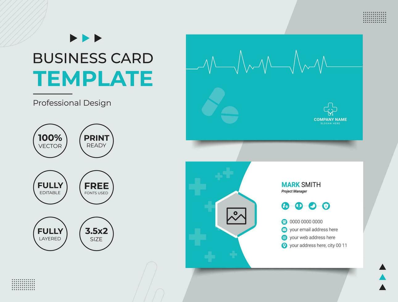 Professional Medical Doctor Healthcare Business Card Design Template vector