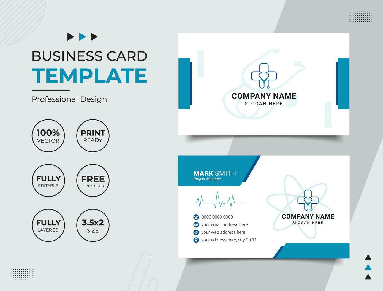 Professional Medical Doctor Healthcare Business Card Design Template vector