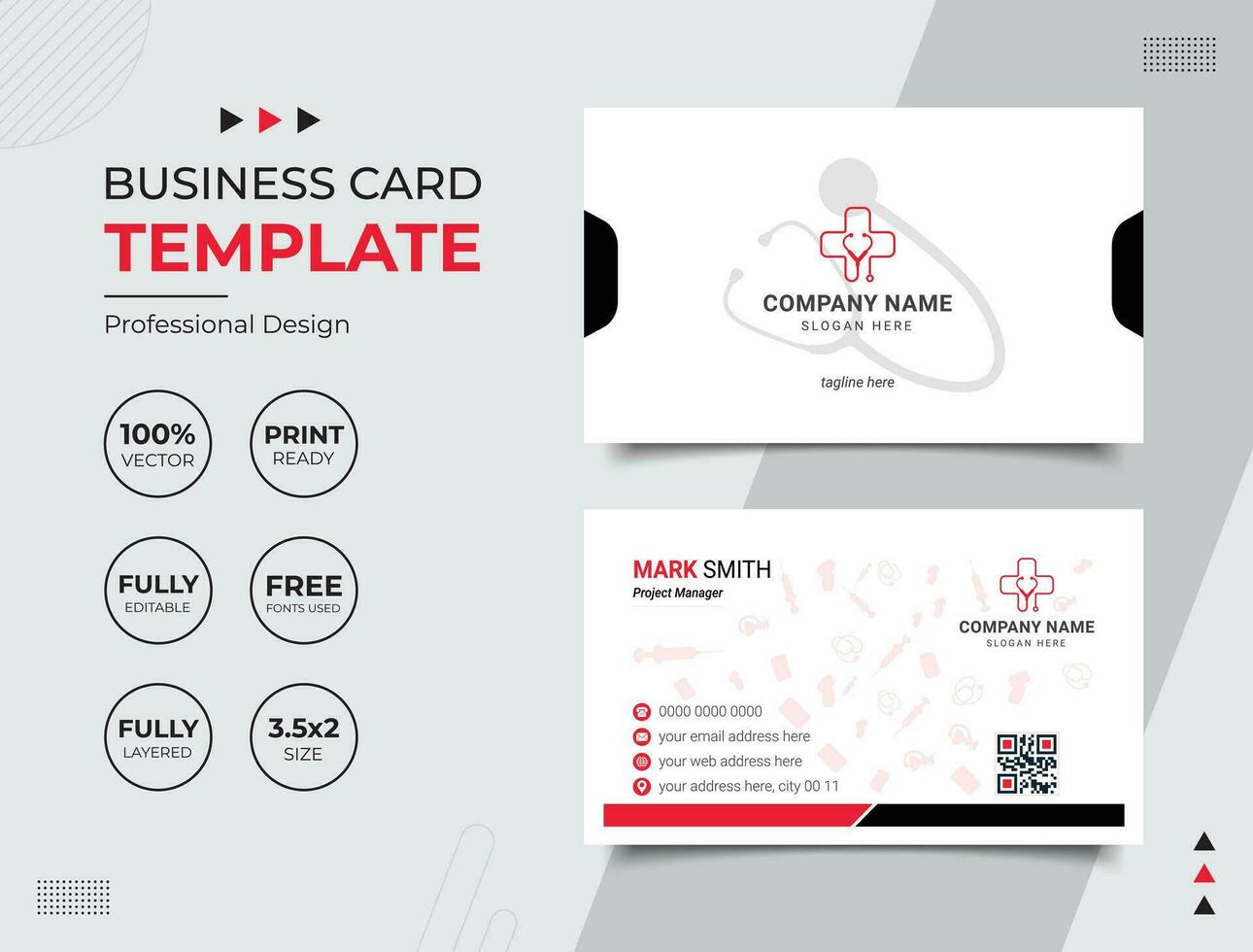 Professional Medical Doctor Healthcare Business Card Design Template vector