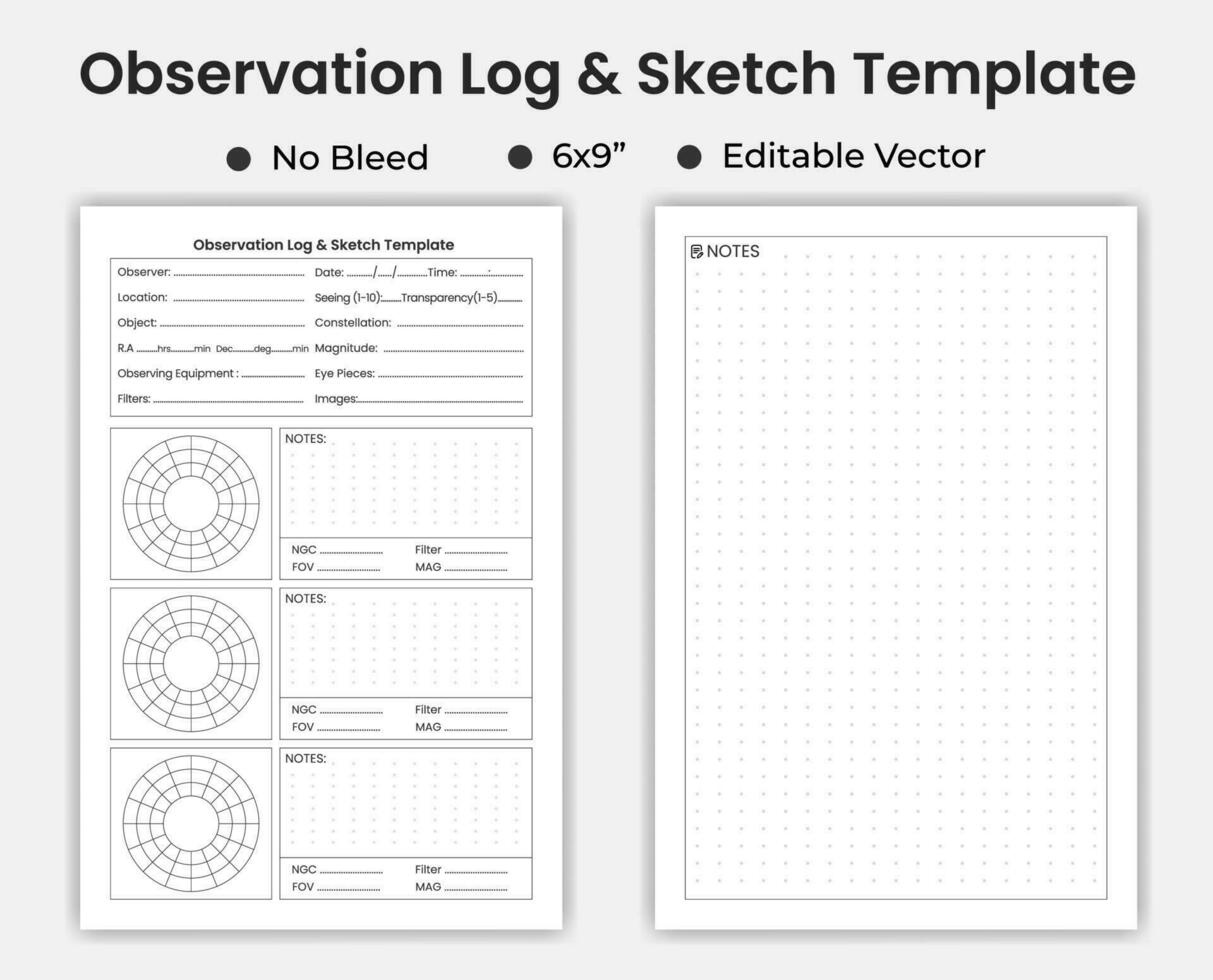 Sky Observation Log And Sketch Or Notebook vector