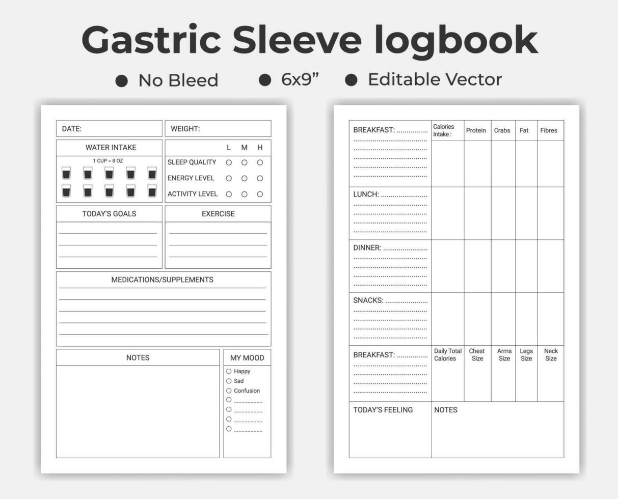 Gastric Sleeve Logbook Or Notebook vector