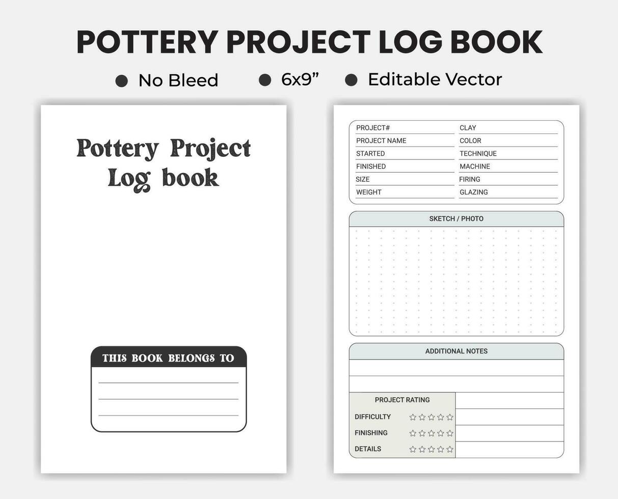 Pottery Project Log Book Or Notebook Template vector