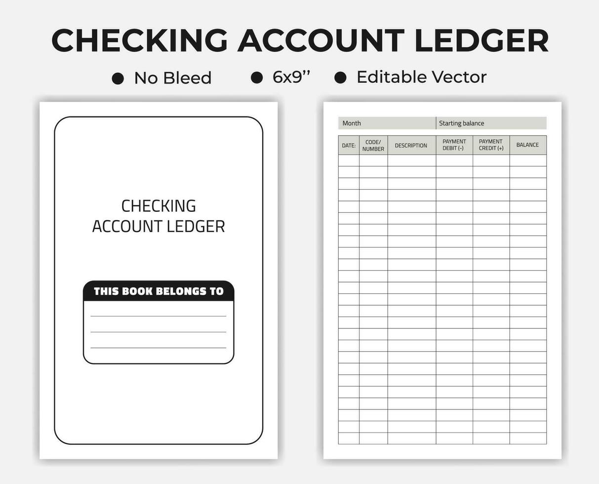 Checking Account Ledger Low Content Notebook vector