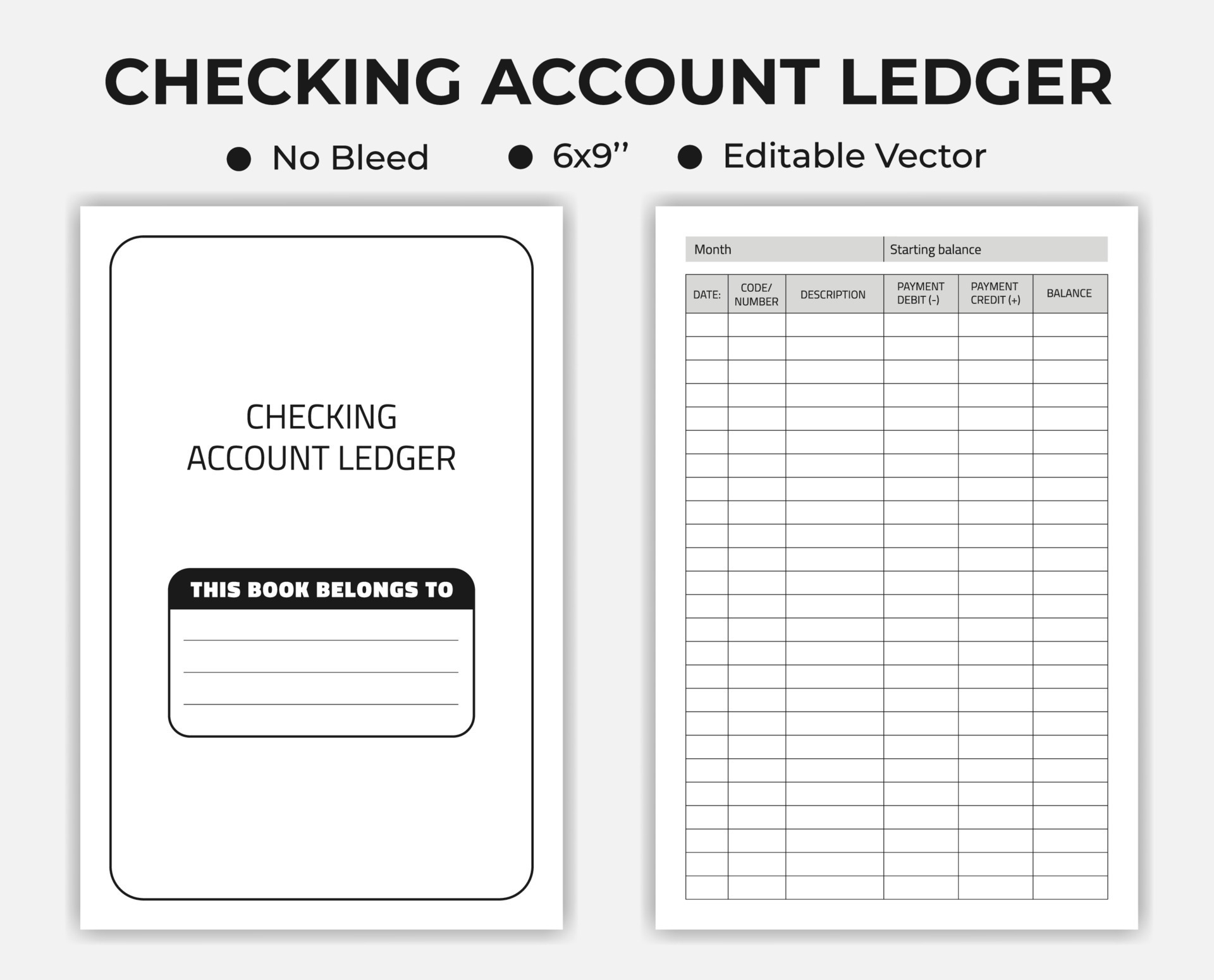 Checking account ledger low content notebook 25743126 vector art at