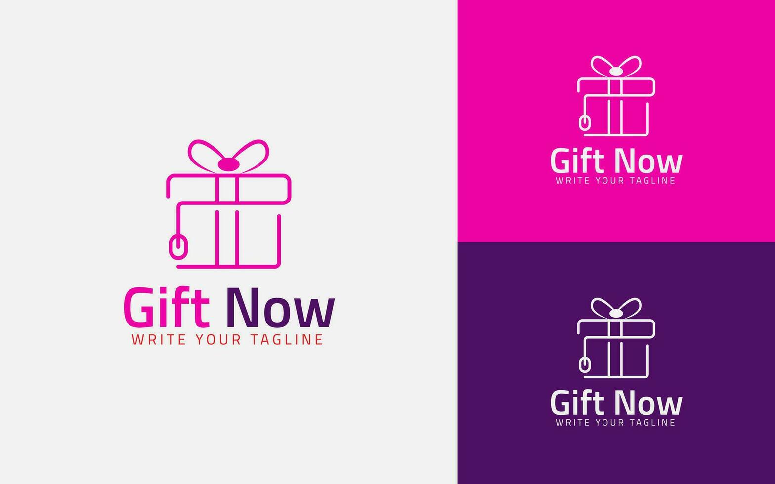 Online Shopping Gift Logo Templates. Gift Shop Logo Mouse Symbol Design Vector. Gift Box Logo Design. vector