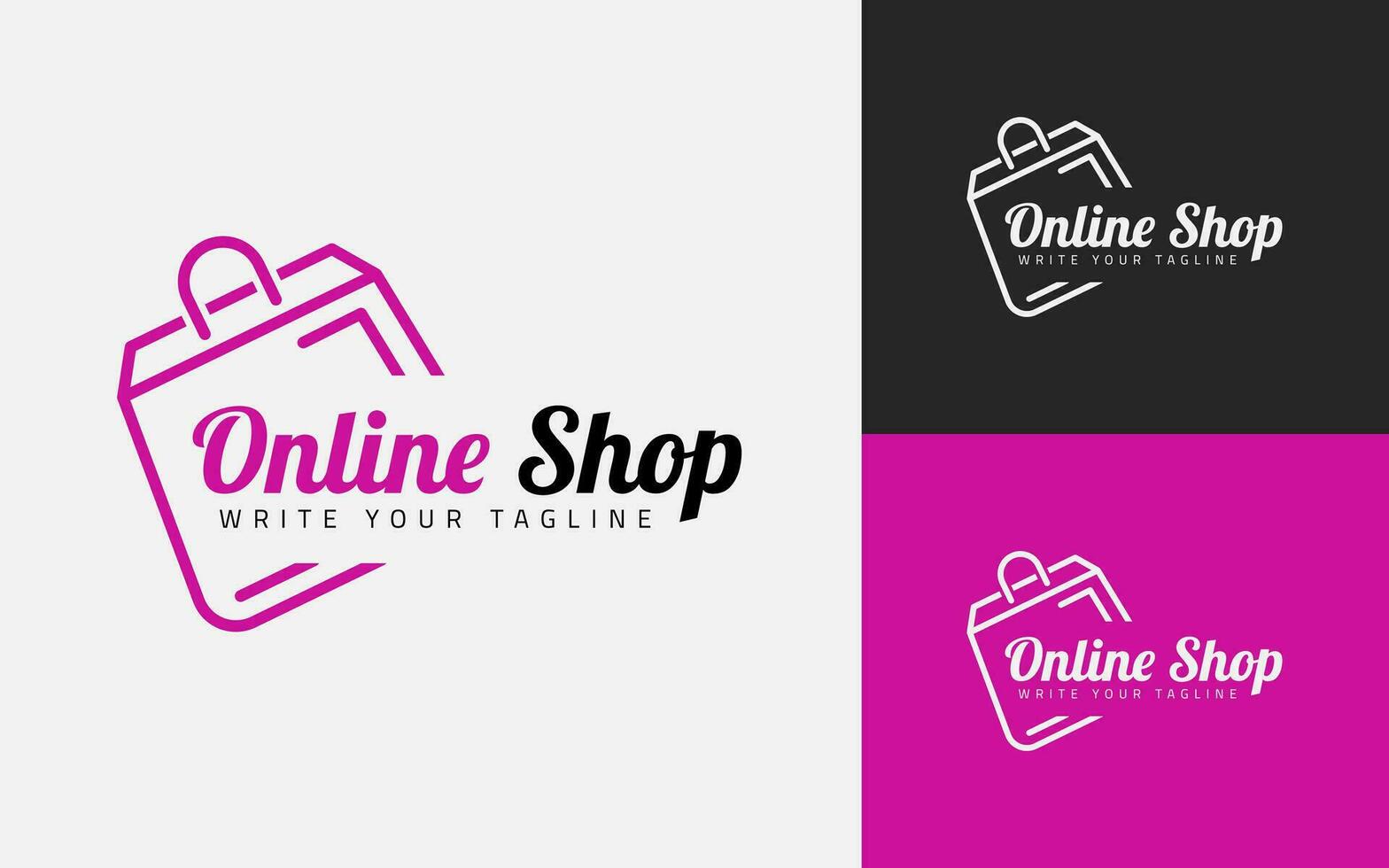 Shopping Logo With Bag Icon. Shop logo vector, Online shopping logo design template. vector