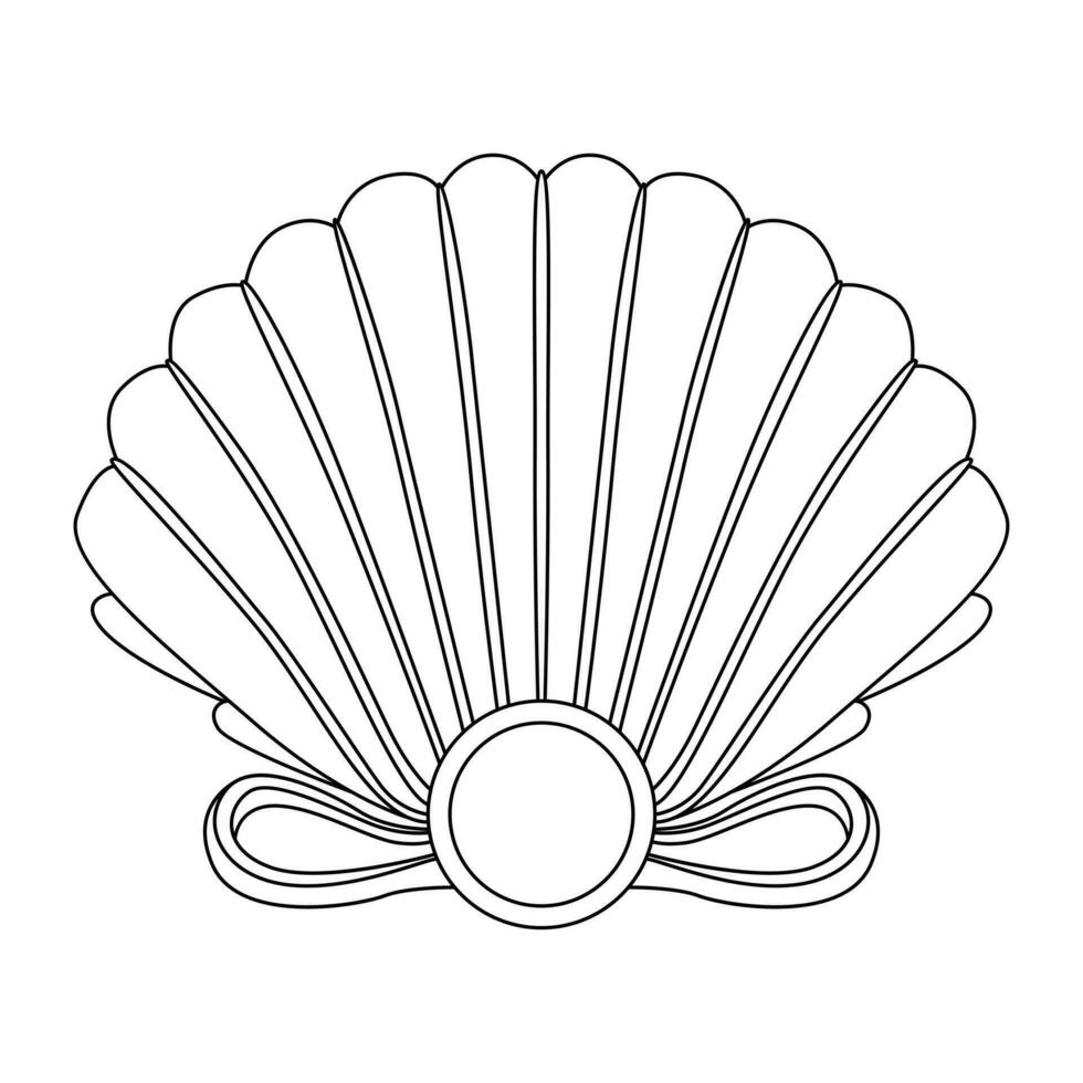 Seashell and pearl vector icon design. Marine shell flat icon.