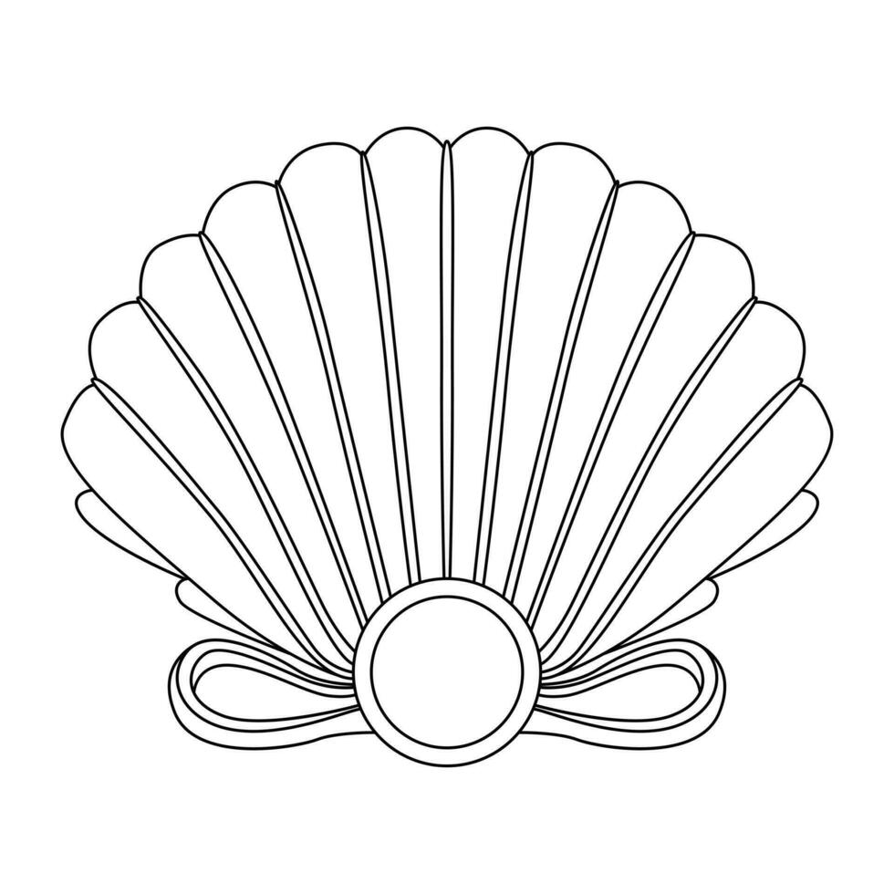 Seashell and pearl vector icon design. Marine shell flat icon.