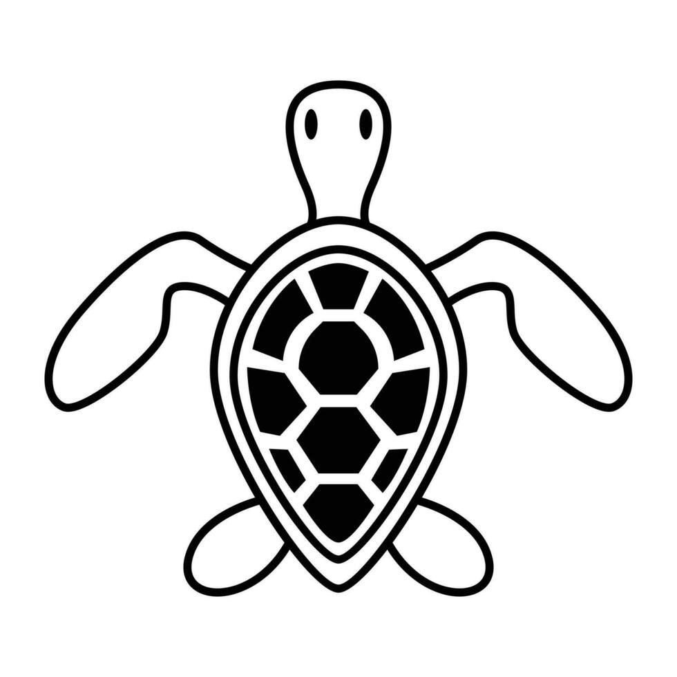 Abstract geometric turtle vector icon design. Marine life flat icon.