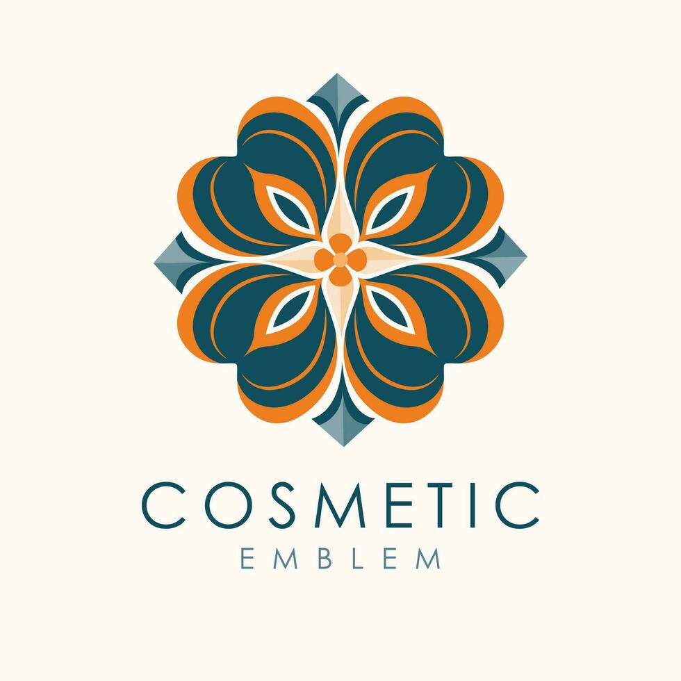 Cosmetic vector logo design. Abstract emblem with hearts logotype. Ornament label logo template.