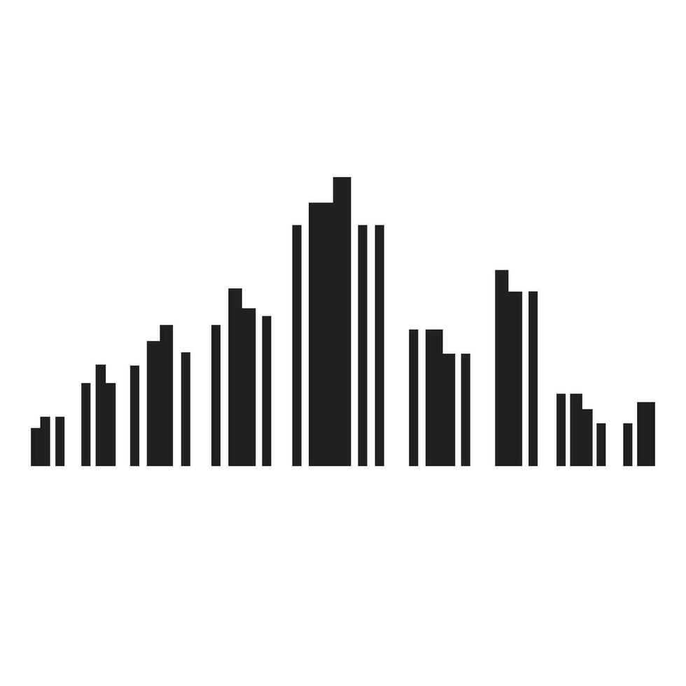 Skyscrapers vector icon design. Flat skyline icon.