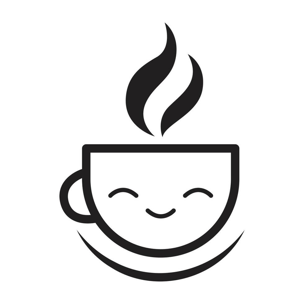 Funny cup of coffee vector icon design. Cafe flat icon.