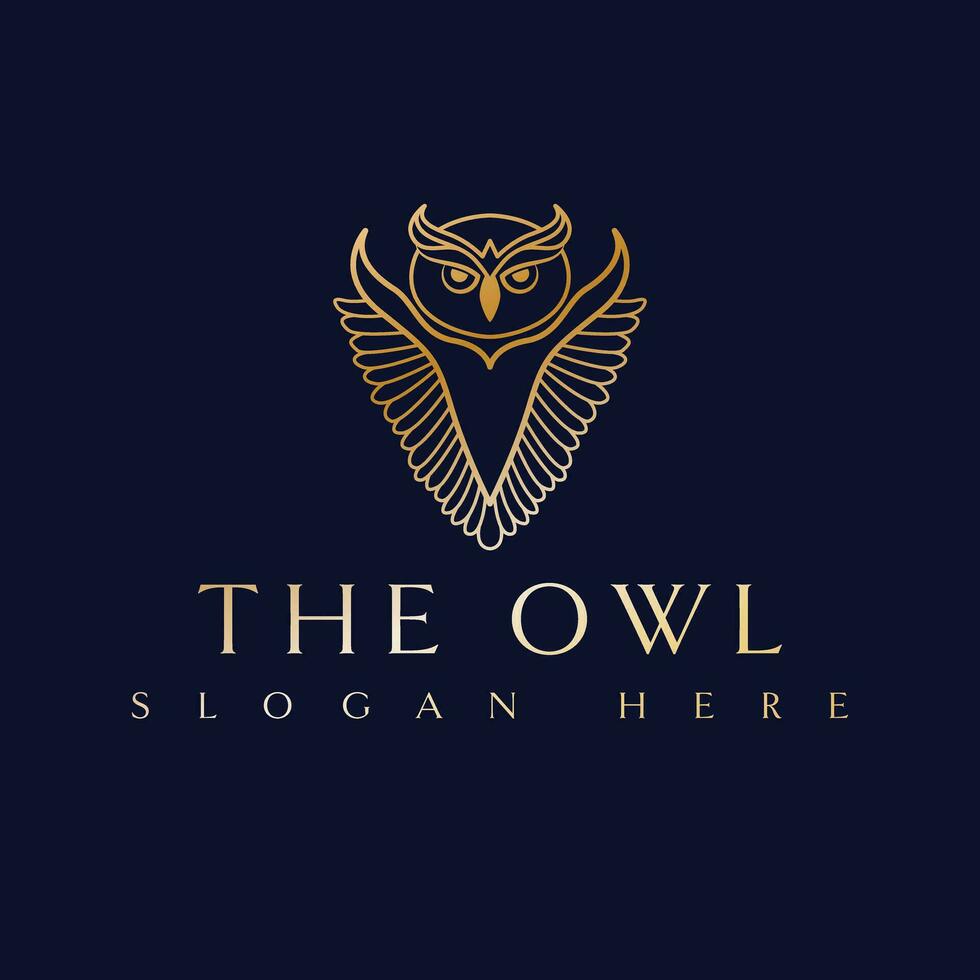 The owl vector logo design. Strong owl logotype. Bird logo template.