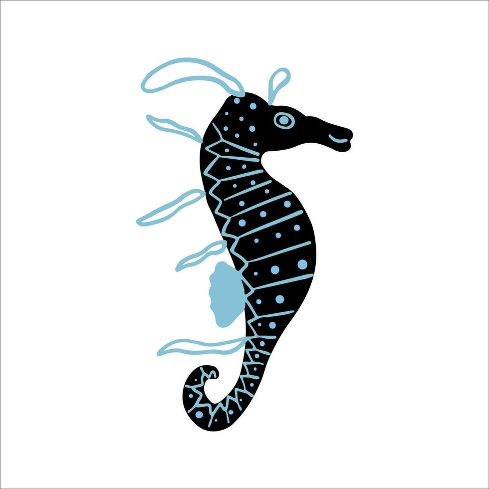 Cute seahorse vector illustration isolated on white background. Sea animal. Sea life. Underwater wildlife.