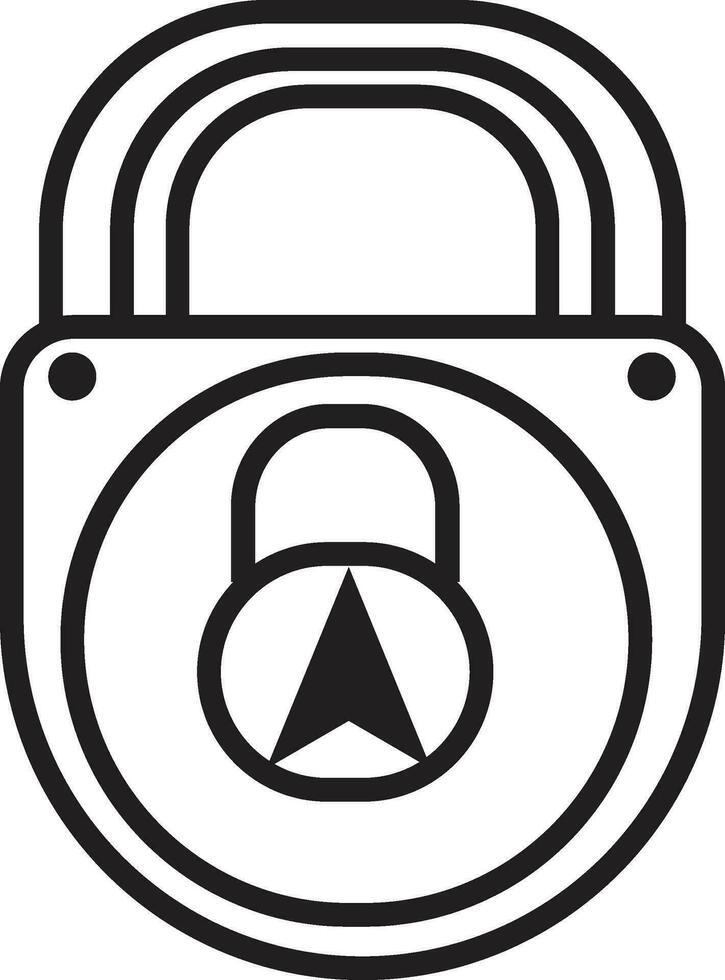 lock icon app logo symbol black line to protection from hacker isolates on white background vector