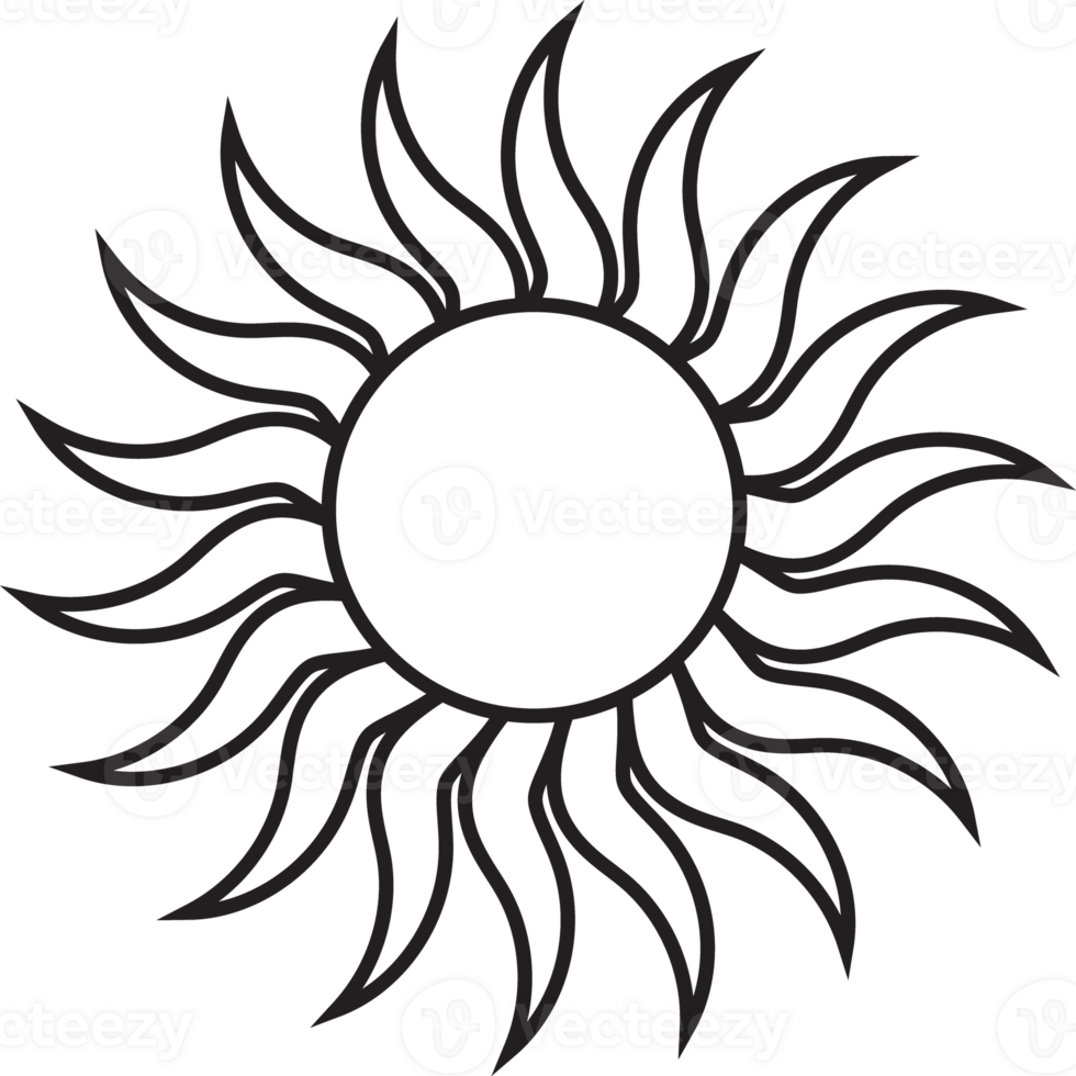 Sun icon black line drawing or doodle logo sunlight symbol weather element png