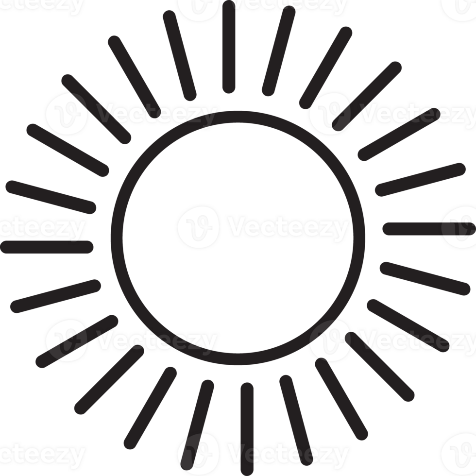 Sun icon black line drawing or doodle logo sunlight symbol weather element png